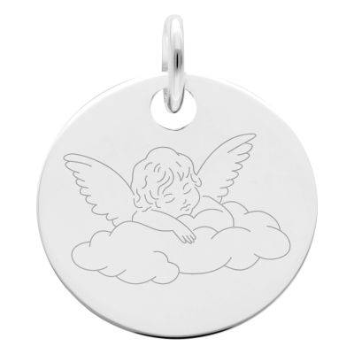 Médaille Chérubin & Son Nuage en Argent 925, Diamètre 19 mm - Lumiosa