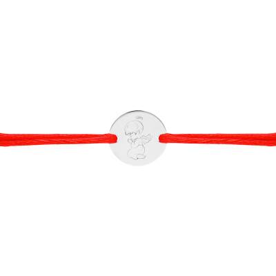 Bracelet Cordon Médaille Ange en Prière en Argent 925, Longueur Ajustable - Lumiosa