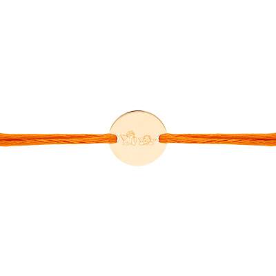 Bracelet Cordon Médaille Duo de Chérubins Pensifs en Plaqué Or Jaune, Longueur Ajustable - Lumiosa