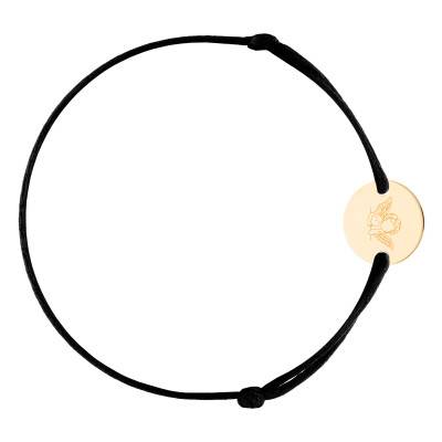 Bracelet Cordon Médaille Chérubin & Coeur en Plaqué Or Jaune, Longueur Ajustable - Lumiosa