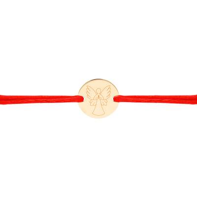 Bracelet Cordon Médaille Silhouette Ange en Prière, Plaqué Or Jaune, Longueur Ajustable - Lumiosa