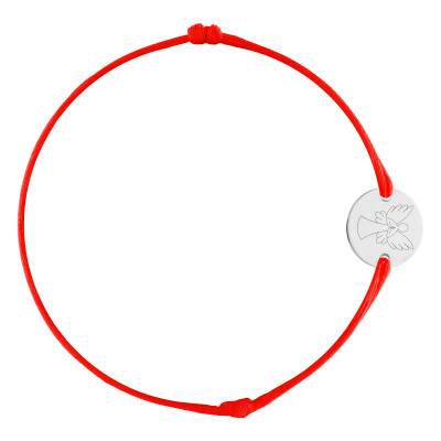 Bracelet Cordon Médaille Silhouette Ange en Prière, Argent 925, Longueur Ajustable - Lumiosa