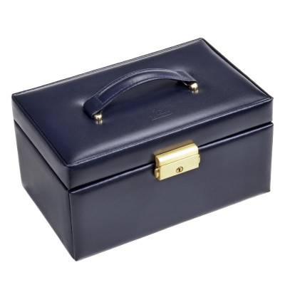 Boîte à Bijoux en Cuir Elly Acuro Navy, 22x14x11,5cm - Sacher 1846
