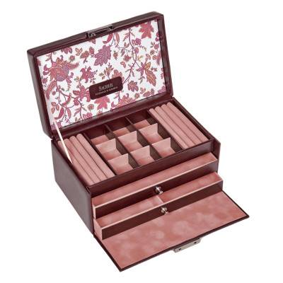 Boîte à Bijoux Elly Bordeaux à Fleurs, 22x14x11,5cm - Sacher 1846