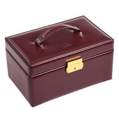 Boîte à Bijoux en Cuir Elly Acuro Bordeaux, 22x14x11,5cm - Sacher 1846