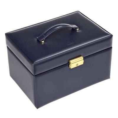 Lena Acuro Navy Leather Jewelry Box, 27x18x16cm - Sacher 1846