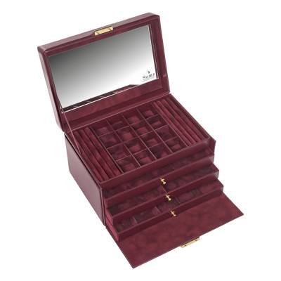 Boîte à Bijoux en Cuir Lena Acuro Bordeaux, 27x18x16cm - Sacher 1846