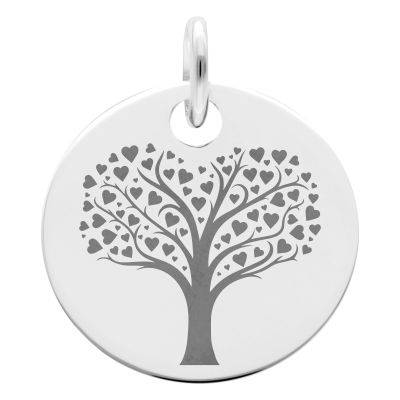 Médaille Arbre de Vie en Coeur, Argent 925, Diamètre 19 mm - Lumiosa