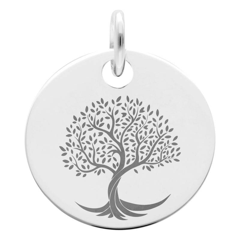 925 Silver Twisted Tree of Life Medal, Diameter 19 mm - Lumiosa