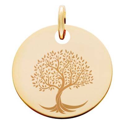 Yellow Gold-Plated Twisted Tree of Life Medal, 19 mm Diameter - Lumiosa - Lumiosa