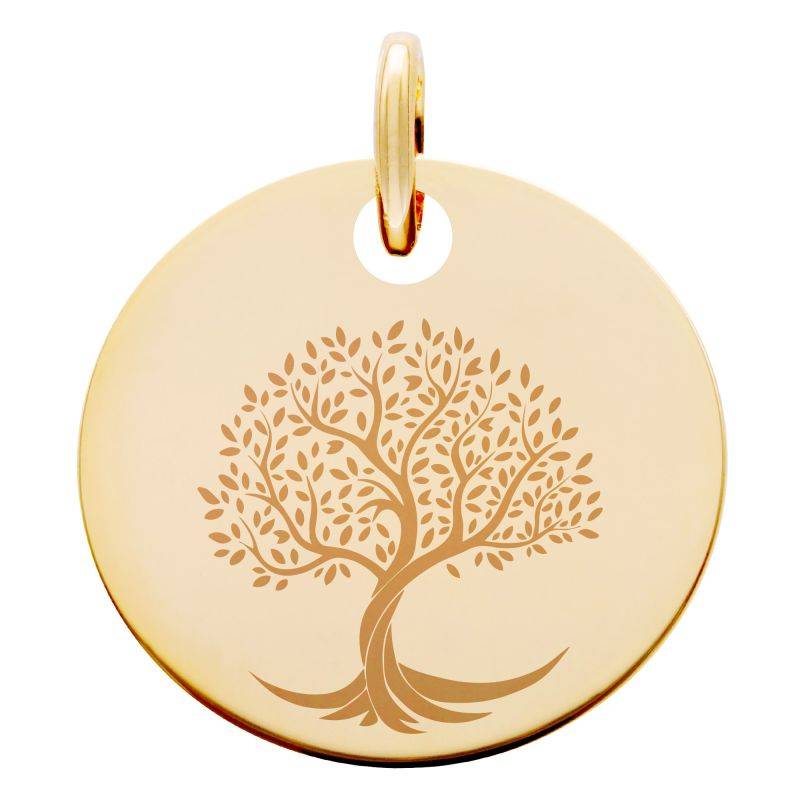 Yellow Gold-Plated Twisted Tree of Life Medal, 19 mm Diameter - Lumiosa - Lumiosa