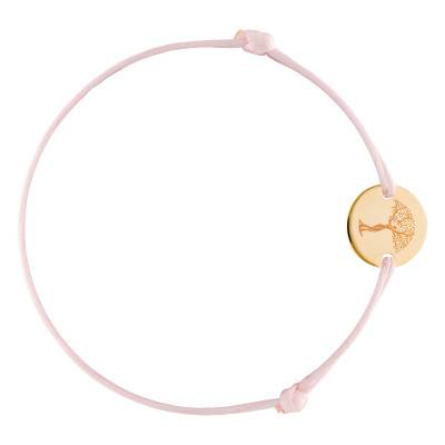 Bracelet Cordon Médaille Arbre de Vie en Femme, Plaqué Or Jaune, Longueur Ajustable - Lumiosa