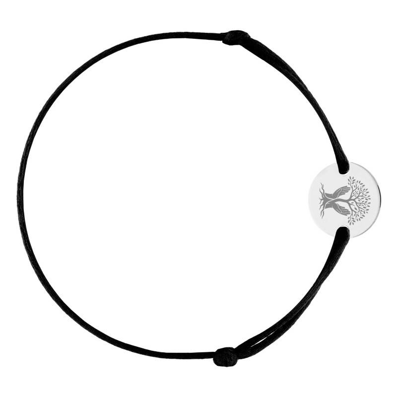 925 Silver Tree of Life and Hands Medal Cord Bracelet, Adjustable Length - Lumiosa