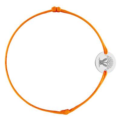 Bracelet Cordon Médaille Arbre de Vie & Mains, Argent 925, Longueur Ajustable - Lumiosa