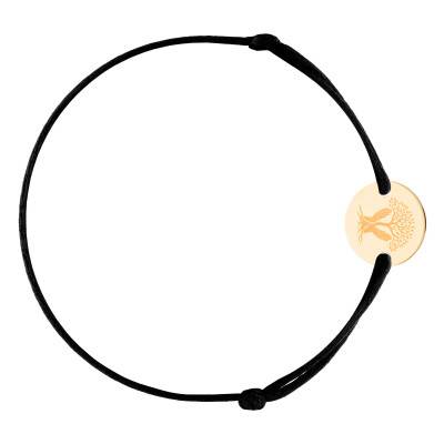 Bracelet Cordon Médaille Arbre de Vie & Mains, Plaqué Or Jaune, Longueur Ajustable - Lumiosa