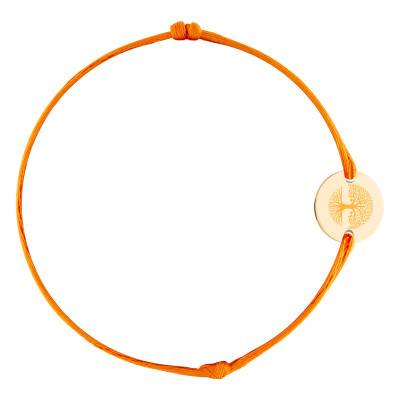 Bracelet Cordon Médaille Arbre de Vie Enraciné en Plaqué Or Jaune, Longueur Ajustable - Lumiosa
