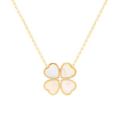 Collier Trèfle Nacré en Or Jaune 375, Longueur 40 à 42 cm - Emanessence