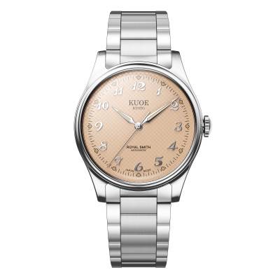 Montre Royal Smith 90-006 Breguet Numerals Silver Case Dusty Pink Dial - Kuoe Kyoto