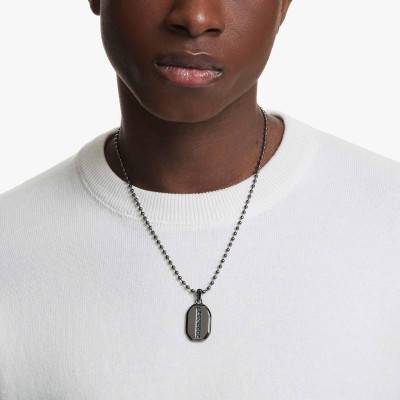 Dextera Octagonal Ruthenium-Plated Metal & Black Crystal Necklace, Length 50 cm to 57 cm - 5724595 - Swarovski