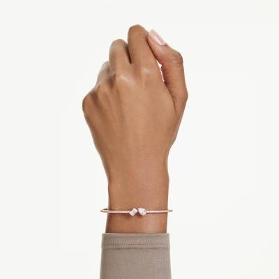 Bracelet Jonc Mesmera en Plaqué Or Rose, Zircons & Cristaux Blancs, Longueur 15,8 cm - 5734247 - Swarovski
