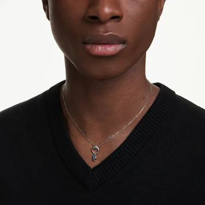 Mesmera Ruthenium-Plated Metal & Gray Crystal Necklace, 42 cm to 47 cm - 5732491 - Swarovski