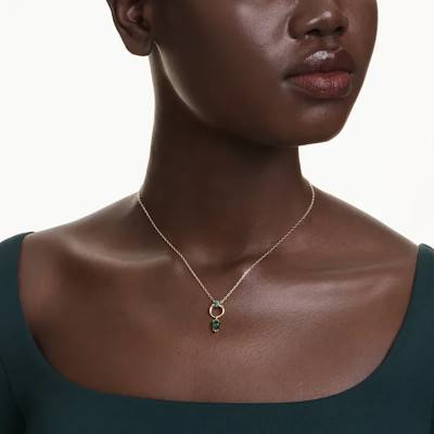 Mesmera Gold-Tone Metal & Green Crystal Necklace, 38 cm to 45 cm - 5732484 - Swarovski