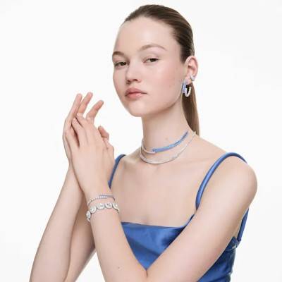 Matrix Rhodium-Plated Metal & Two-Tone Crystal Necklace, Length 38 cm to 48 cm - 5722464 - Swarovski