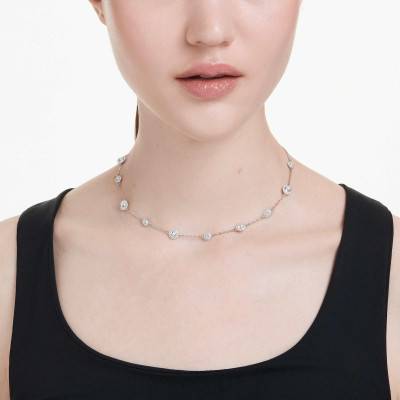 Una Angelic Double Side Rhodium-Plated Metal & White Crystal Necklace, Length 30 cm to 44 cm - 5732275 - Swarovski
