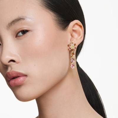 Boucles d'oreilles Idyllia, Métal Doré & Cristaux Multicolores - 5732381 - Swarovski