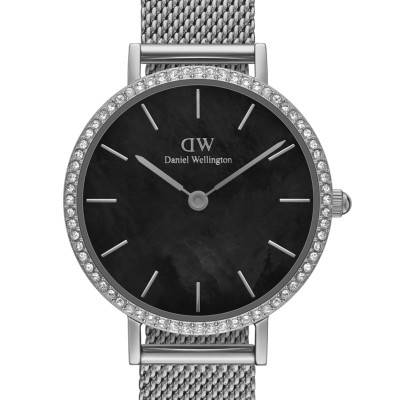 Montre Petite Lumine Bezel Sterling Black MOP DW00100661 - Daniel Wellington