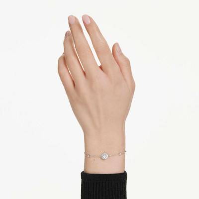 Rhodium-Plated Metal & White Crystal Una Angelic Bracelet, Adjustable Length - 5733196 - Swarovski