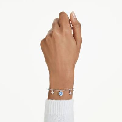 Magic Rhodium-Plated Metal & Blue and White Crystal Bracelet, Adjustable Length 24 cm - 5734244 - Swarovski