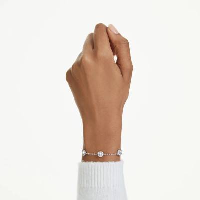 Una Angelic Double Side Rhodium-Plated Metal & White Crystals Bracelet, Length 24 cm - 5732272 - Swarovski