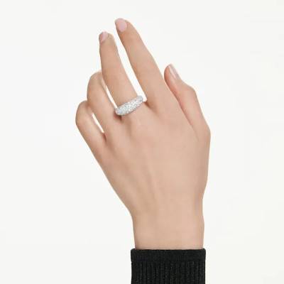 Rhodium-Plated Metal & White Crystal Sublima Ring - 5737595 - Swarovski
