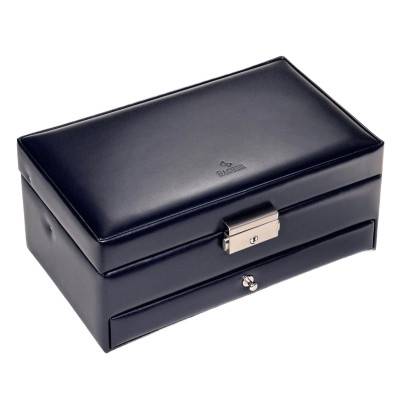 Boîte à Bijoux en Cuir Helen Navy à Fleurs, 24x14x10,5cm - Sacher 1846