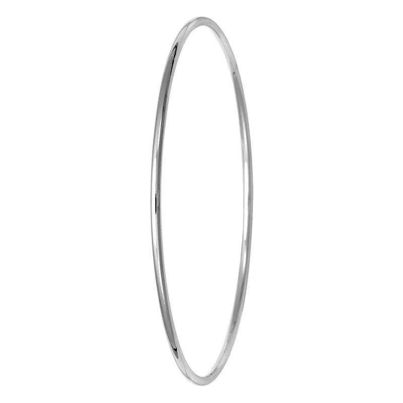 925 Silver Bangle Bracelet, 55 mm to 65 mm Diameter, 2 mm Width - Artemis