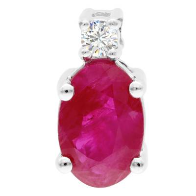Pendentif Rubis 0,48 ct & Diamant en Or Blanc 750 - Aurora