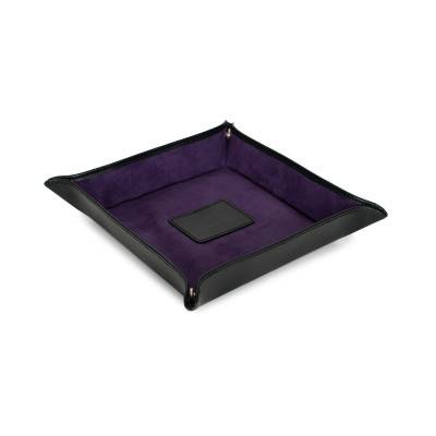 Plateau Rangement Accessoire WOLF Cuir Noir Interieur violet Blake - Wolf 1834