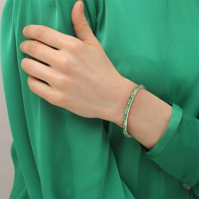 Stainless Steel & Green Cubic Zirconia Duchess Bracelet, 16.50 cm - 2040500 - Lacoste