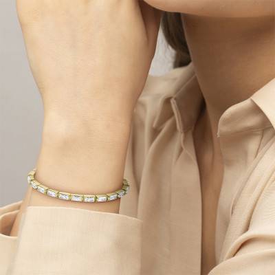 Bracelet Duchess en Acier Inoxydable Doré & Zirconium Cubique Blanc, Longueur de 16,50 cm - 2040499 - Lacoste