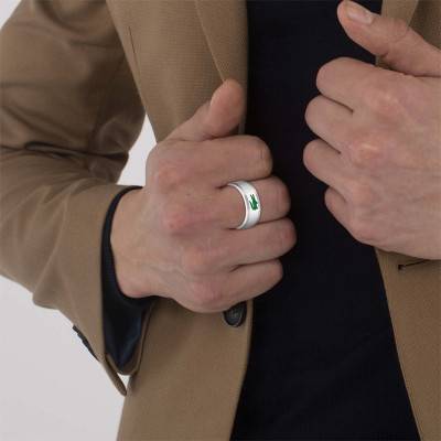 Bague Ruban Confort Arthor en Acier Inoxydable Gris, Largeur de 6 mm - 2040495J - Lacoste