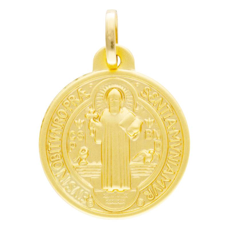 18K Yellow Gold Saint Benedict Scapular Medal, Diameter 12 mm to 24 mm - Lumiosa