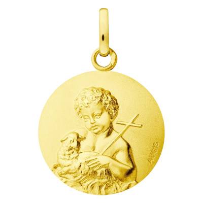 Saint John the Baptist Medal in 750 Yellow Gold, Diameter 16 mm - Augis