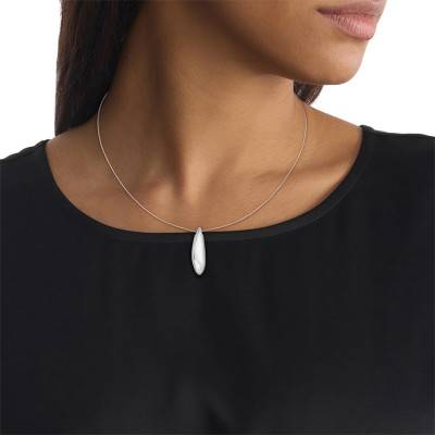 Grey Steel Sculpted Necklace, Length 45.70 cm to 50 cm - 35000813 - Calvin Klein