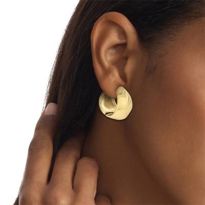 Gold-Tone Steel Sculpted Hoop Earrings - 35000820 - Calvin Klein