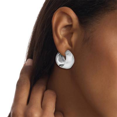 Gray Steel Sculpted Hoop Earrings - 35000819 - Calvin Klein