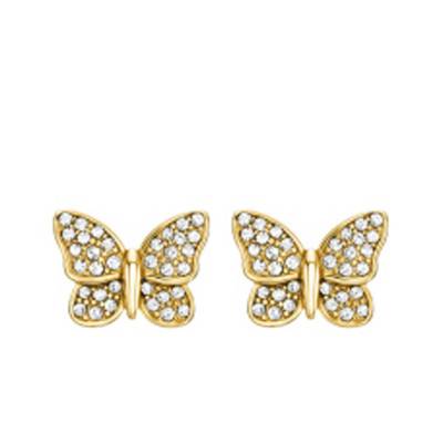 Sutton Butterfly Stud Earrings in Gold-Plated Stainless Steel & Crystals - Fossil