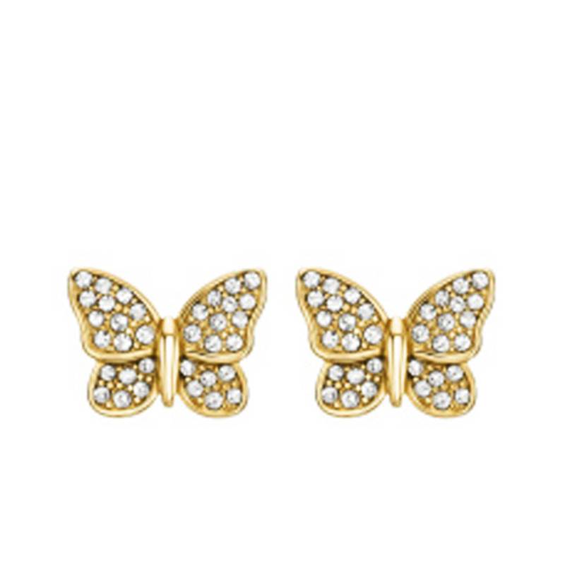 Sutton Butterfly Stud Earrings in Gold-Plated Stainless Steel & Crystals - Fossil