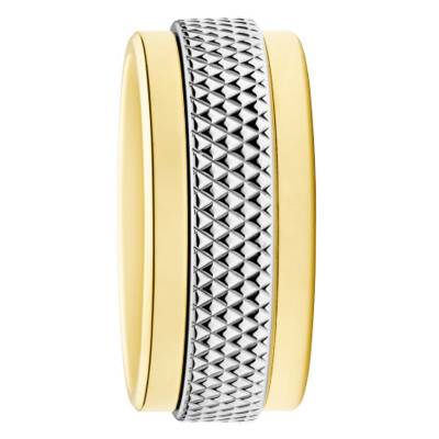 Bague Knox Bicolore en Acier Doré Motif Losanges - Fossil