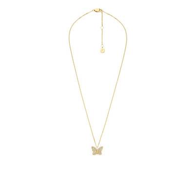 Collier Papillon Sutton en Acier Inoxydable Doré & Cristaux, Longueur 40 à 45 cm - Fossil